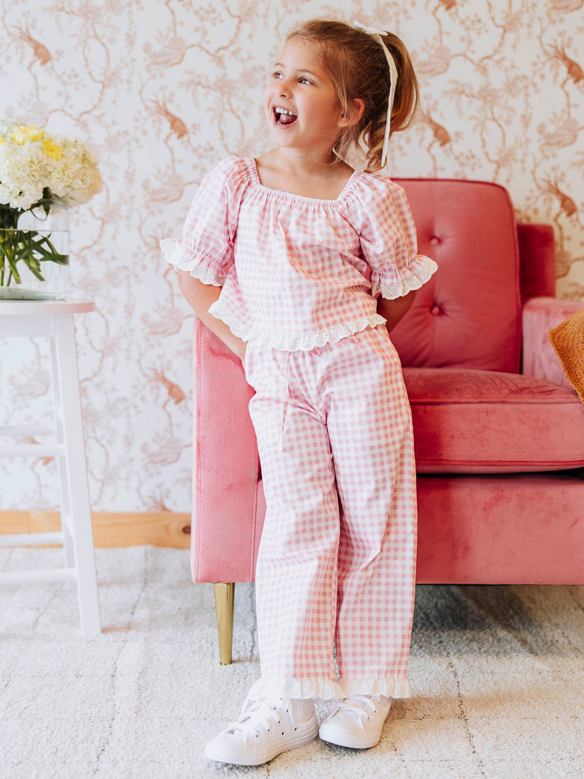 Puff Sleeve Set - Pink Gingham